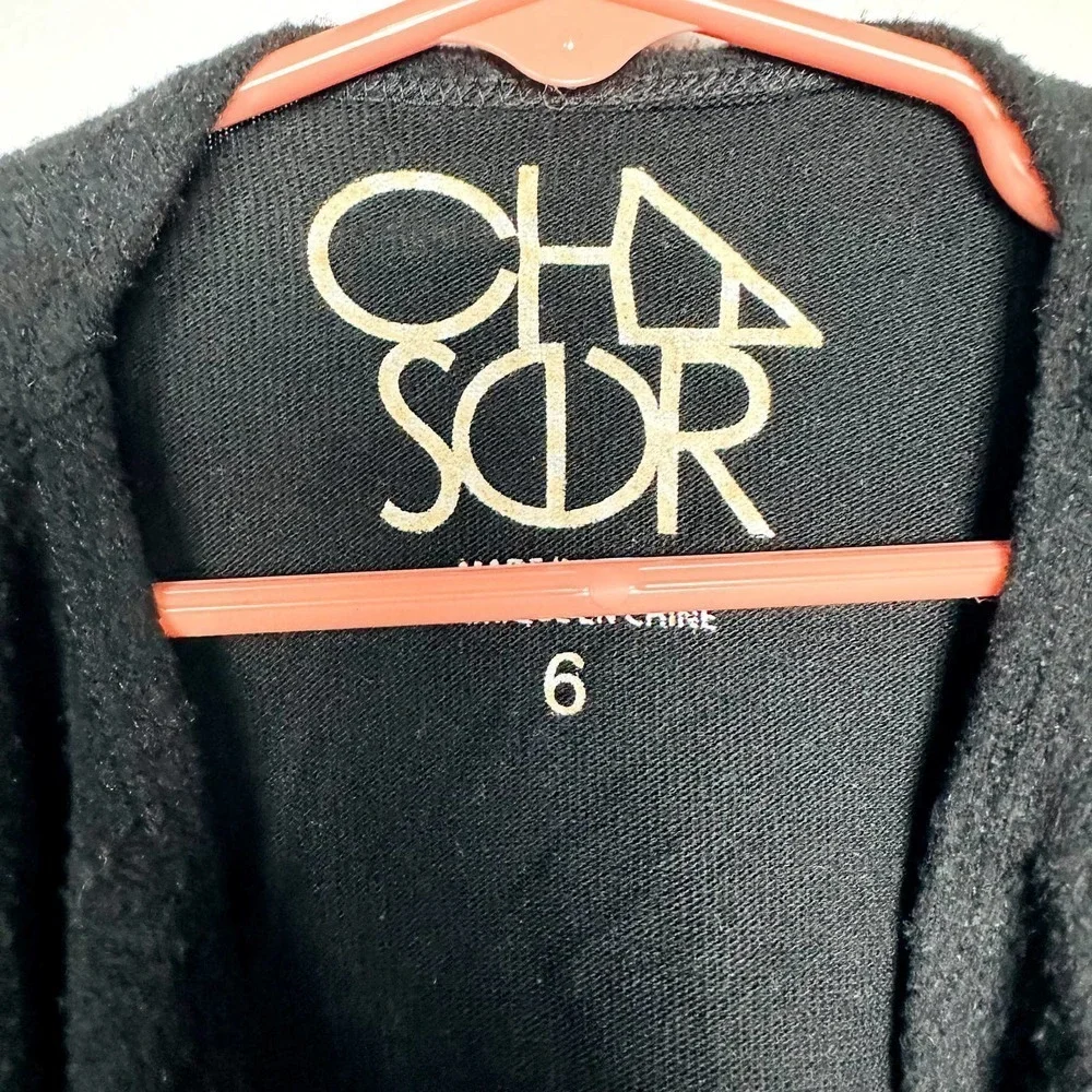 Chaser NWOT Girls Open Front Knit Cozy Classic Relaxed Cardigan Sweater Black 6